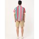 thumbnail image 5 of Camisa a rayas de verano Lars Amadeus para hombre Camisas de rayas verticales de bloque de color de playa con botones de manga corta rojo verde XXL, 5 of 6
