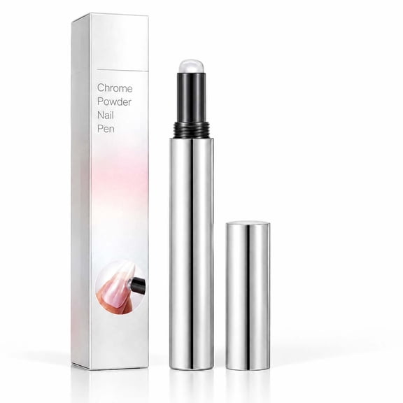 Chrome Nail Powder Pen, Mirror-Effect Nail Art with a Cushion Applicator for DIY Manicures and Salon Designs, 1 Count