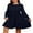 Dark Blue, variant on Women Plus Size Fall Casual Long Sleeve Dress Round Neck Tiered Knitted Flared Sleeve Midi Ruffle Dress 1X-5X