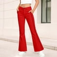 thumbnail image 2 of CONZONE Flared Pants For Big Girls Striped Graphic Elastic Waist Drawstring Girls Pants With Pockets Slim Fit Stretchy Fall Trousers For Girls Size 13-14 Years Red, 2 of 6