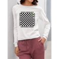 thumbnail image 3 of Stay Happy Checkered Graphic Tee Long Sleeve Women's, 3 of 4