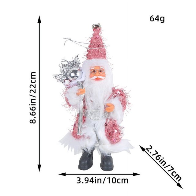 Muñeco de Papá Noel con cara americana, decoración para árbol de Navidad, tela a cuadros gris, estatuilla de Papá Noel para decoración del hogar de Navidad