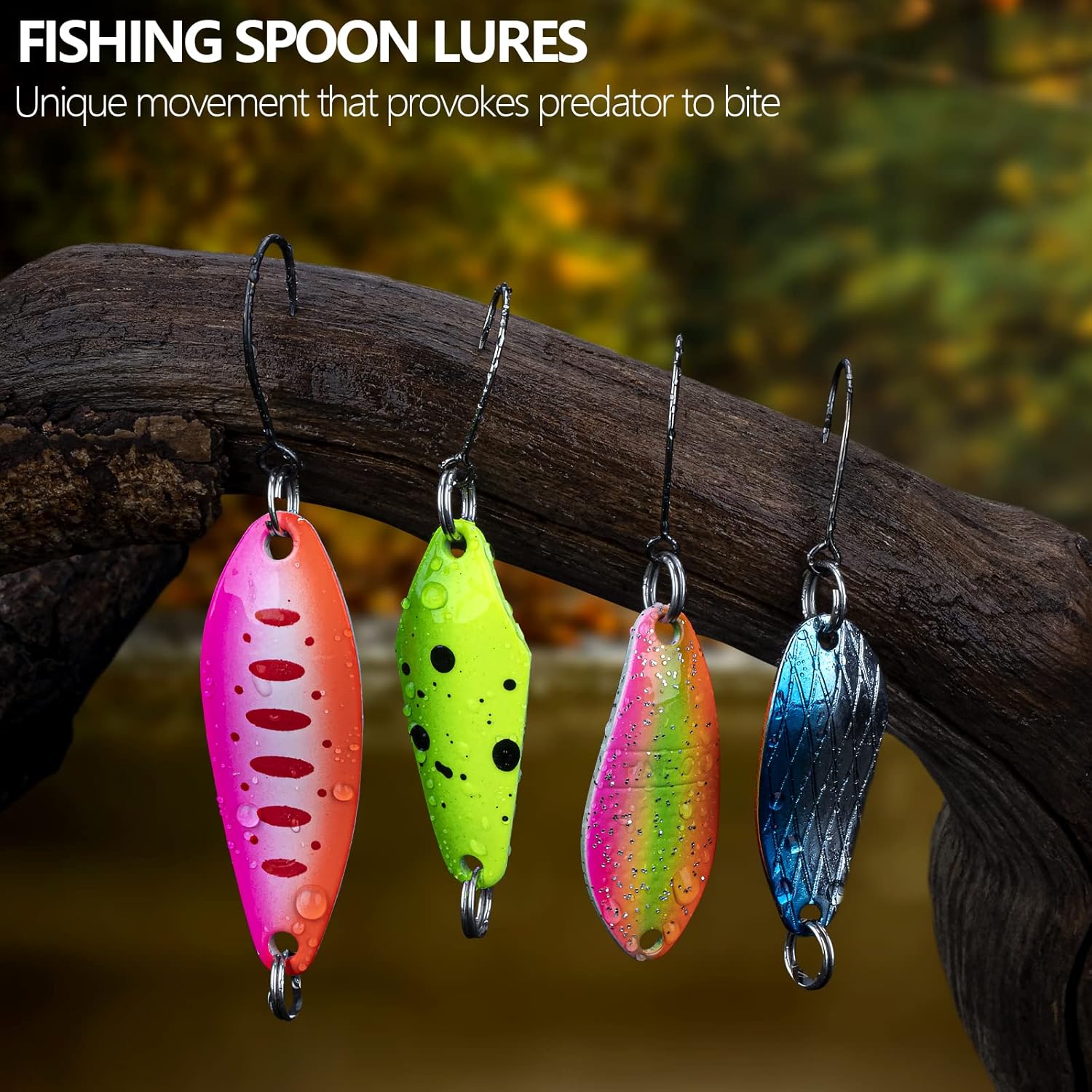QualyQualy 30Pcs Fishing Lures Baits Tackle, Fishing Spoon Lure Spinnerbait Bass Walleye Trout Salmon Hard Metal Spinner Baits Kit