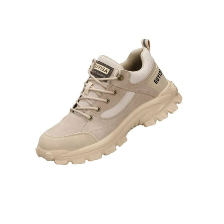 

Woobling Unisex Work Shoes Steel Toe Safety Shoe Lace Up Sneakers Construction Protection Boot Anti-collision Indestructible Slip Resistant Light Khaki 8