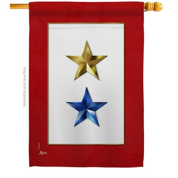 Americana Home & Garden H141084-BO 28 x 40 in. Gold & Blue Stars House Flag Armed Forces Military Service Double-Sided Decorative Vertical Flags Decoration Banner Garden Yard Gift