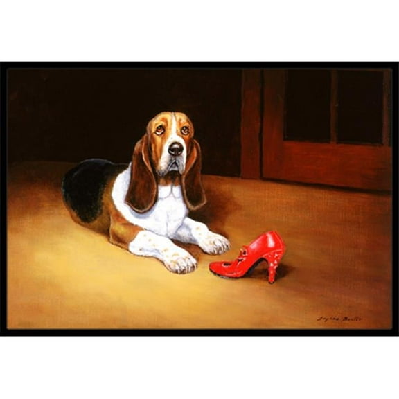 Carolines Treasures Basset & Shoe Indoor or Outdoor Mat - 18 x 27