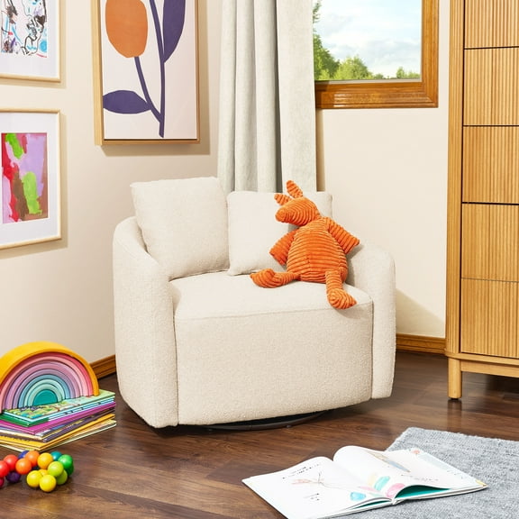 Beautiful Drew Kids Accent Chair by Drew Barrymore, Cream Bouclé Fabric