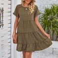 thumbnail image 6 of Wycnly Dresses for Women 2025 Beach Vintage Boho Flowy Ruffle Swing A Line Tunic Dresses Short Sleeve Round Neck Floral Print Summer Mini Formal Dress Brown xxl Under $5, 6 of 7