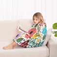 thumbnail image 4 of Pioneer Flower Floral Print Pattern Blanket Hoodies for Kids 6-13YR Oversize Wearable Blanket Hoodies for Boys Girls Teens, 4 of 7