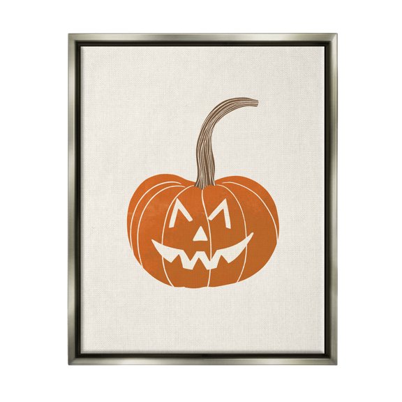 Casual Jack-o-Lantern Smile Holiday Graphic Art Luster Gray Framed Art Print Wall Art