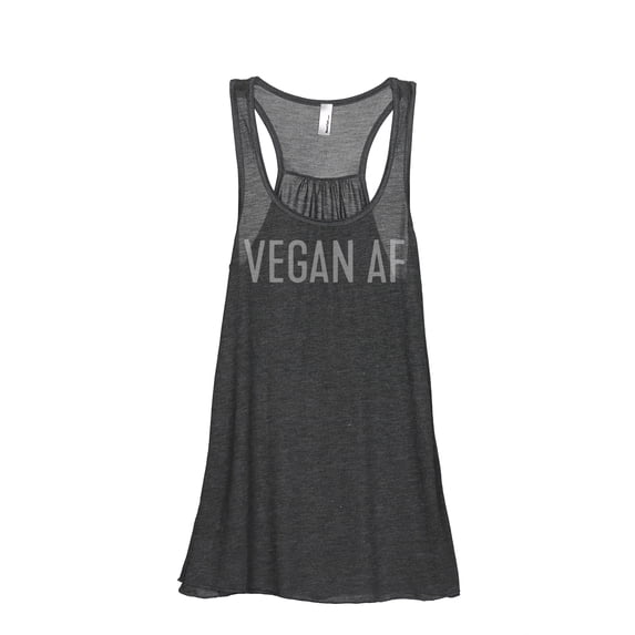 Thread Tank Vegan AF Women's Sleeveless Flowy Racerback Tank Top Charcoal Medium