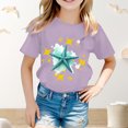 thumbnail image 2 of YUEHUA Shirts for Girls Size 8 Summer Girls' Large Sized Round Neck Star Patterned Floral Short Sleeved Loose Fitting Casual T Shirt for Girls, Size 3-4 Years, 2 of 3