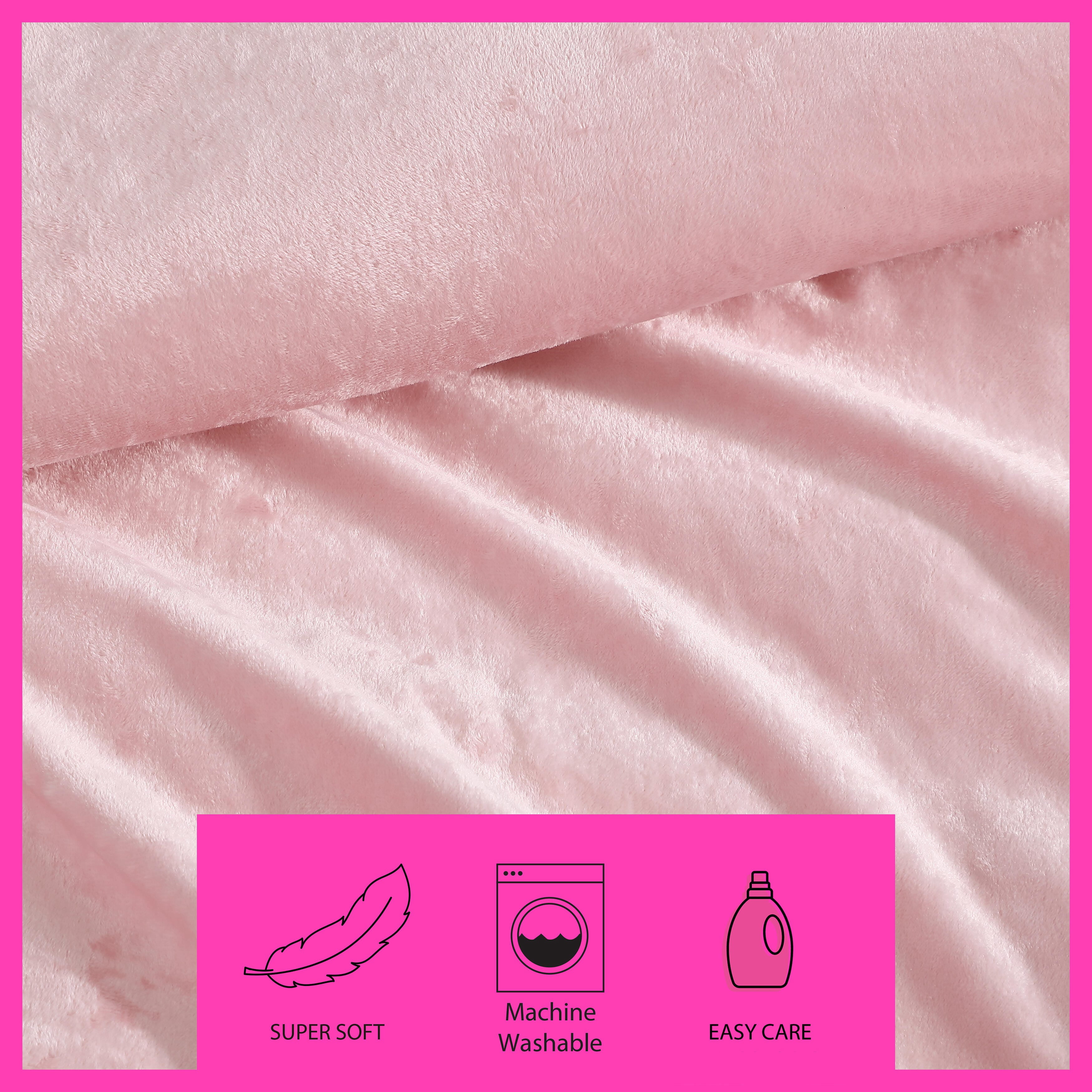 Betsey Johnson Velvet Solid Sea Pink Full/Queen Duvet Cover Set, Soft Bedding with Shams, Machine Washable