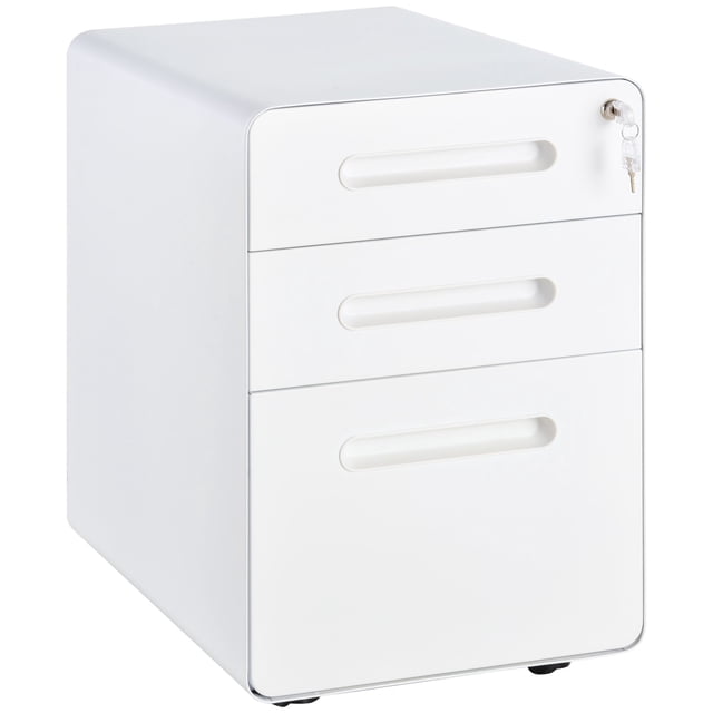 Lockable File Cabinet, Steel Filing Cabinet on Wheels for Legal, A4, Letter Size, Home Office