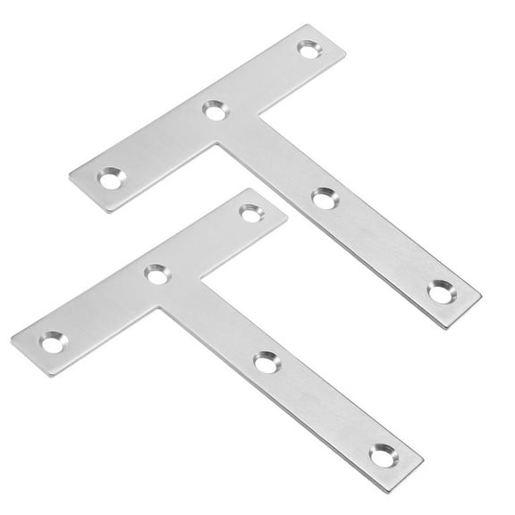 Uxcell Flat T Shape Repair Mending Plate 120mmx120mm Stainless steel Support Brace 2pcs