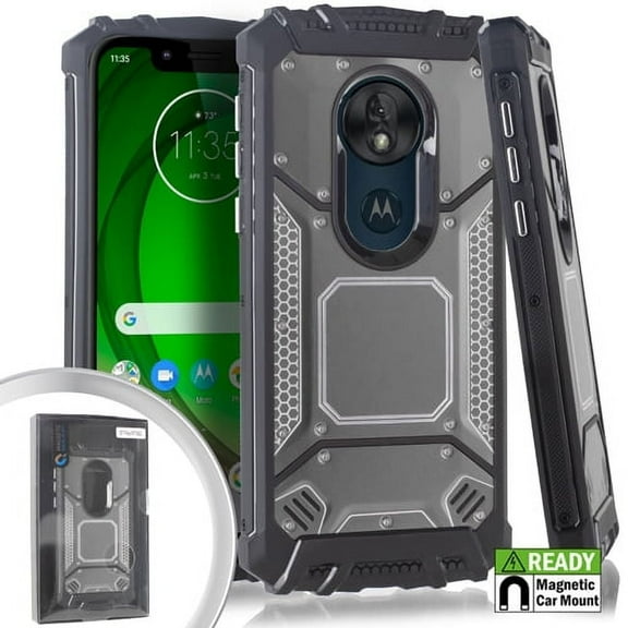 GSA Screw Metal Jacket Case for Motorola Moto G7 Play, Xt1952 Gray/Black