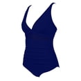 thumbnail image 5 of UTSJKR Women's Multi Color Mesh Panel V Neck One Piece Swimsuit, Tummy Control Bathing Suit for Summer Fashion Beach Outfits Blue S, 5 of 8