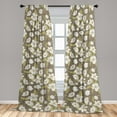 thumbnail image 2 of Floral Design Window Curtains, Tropical Vibes Blooming Hibiscus Pattern with Leaves Greenery Print, Lightweight Decor 2-Panel Set with Rod Pocket, Pair of - 28"x95", Apple Green Eggshell, by Ambesonne, 2 of 3