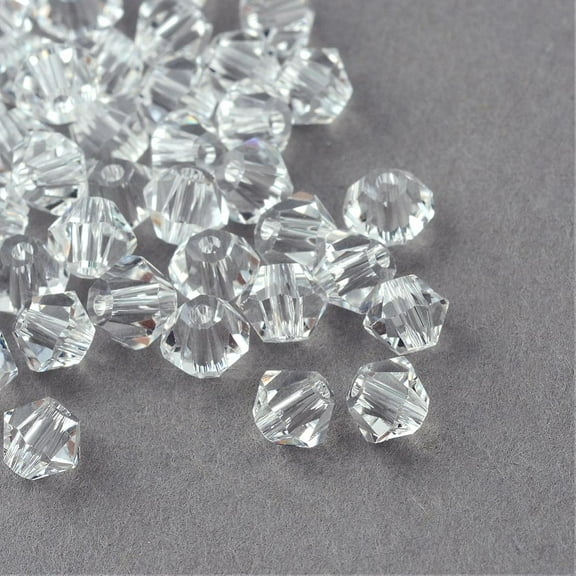 Imitation Crystallized Glass Beads Transparent Faceted Bicone Clear 4x3.5mm Hole: 1mm about 720pcs/bag