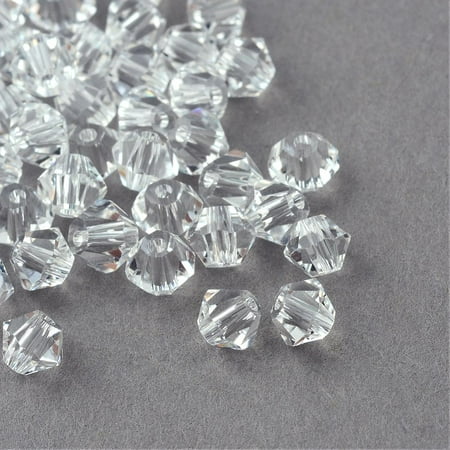 1Bag Imitation Crystallized Glass Beads Transparent Faceted Bicone Clear 4x3.5mm Hole: 1mm about 720pcs/bag
