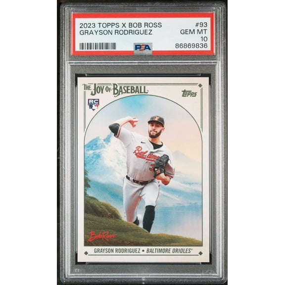 Graded 2023 Topps X Bob Ross Grayson Rodriguez #93 Rookie RC Baseball Card PSA 10 Gem Mint