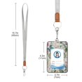 thumbnail image 3 of PU Leather Badge Holder ID Badge Holder with Lanyard for Cards & Credentials Retro Pink Flowers Pattern, 3 of 6