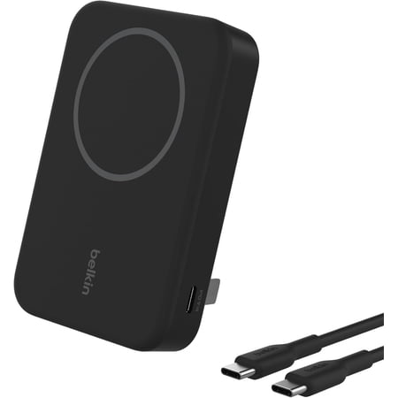 Belkin BoostCharge Pro Wireless Power Bank 10K w/ Qi2, MagSafe Compatible + Built-in Pop-up Kickstand - Compatible w/iPhone 16, 16 Plus, 16 Pro, 16 Pro Max, iPhone 15, iPhone 14, and More - White