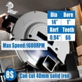 thumbnail image 2 of Hoja de sierra Xmnbl de 14" para corte de metal, 66 dientes, 2 of 7