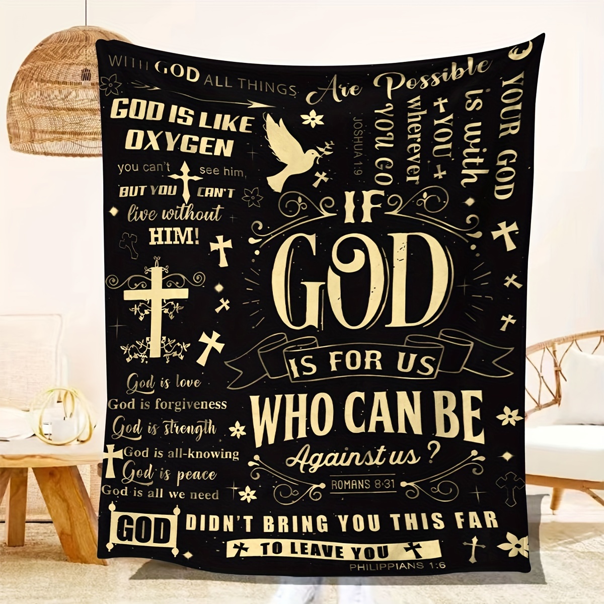 Inspirational Faith Blanket Gift for Men & Women Cozy Flannel Throw with Uplifting Religious Messages All Season Comfort Perfect for Home or Prayerful Moments Inspirational Blanket