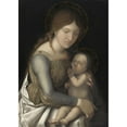 thumbnail image 2 of Circle of Andrea Mantegna 18x24 Black Ornate Framed Double Matted Museum Art Print Titled: Madonna and Child (C. 1505-1510), 2 of 5