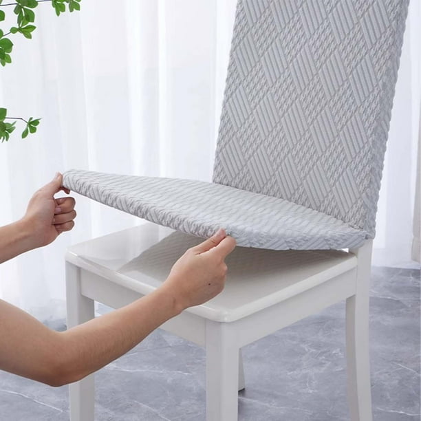 Fiudx Funda Elástica para Silla de Comedor, Diseño con Faldón, Tela de Licra Suave, Lavable a Máquina, Elegante Decoración para El Hogar, Ideal para Banquetes de Boda, Protección Total, Respaldo de 4