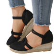 thumbnail image 1 of Dsscvnef Chaussures pour Femmes Sandales à Talons Compensés en Lin Mode Sandales de Plage à Talons Épais, 1 of 6