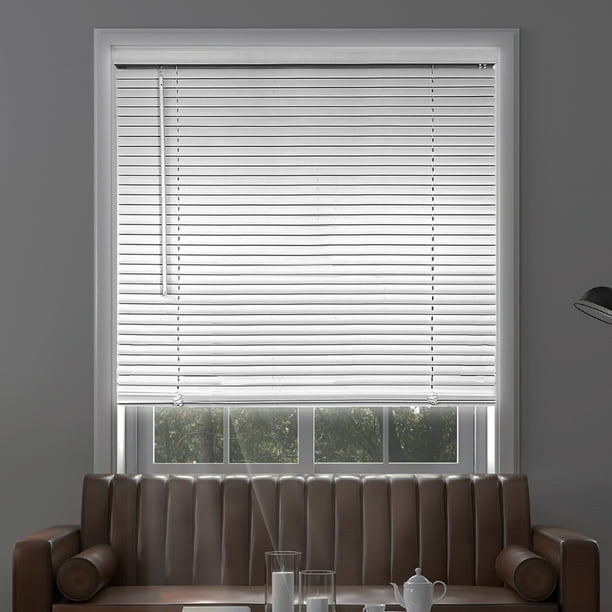 CHICOLOGY Cordless 1" Vinyl Mini Blinds Midnight White (Blackout) 12"W