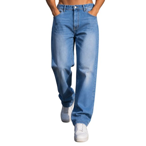 SINDON Relaxed MomFit Jeans for MEN(Light Blue, Size:34)