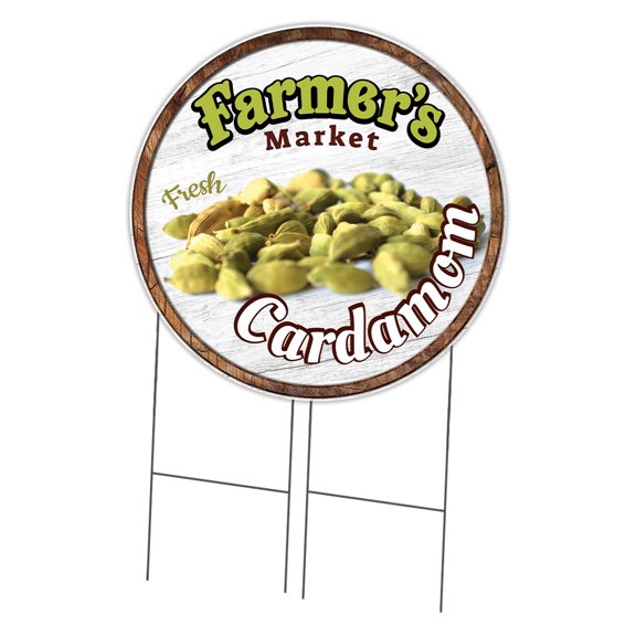 SignMission Corrugated Plastic Sign With Stakes 36" Circular - Farmer's Market Cardamom | Coroplast Yard Sign With Stake |  Made in the USA