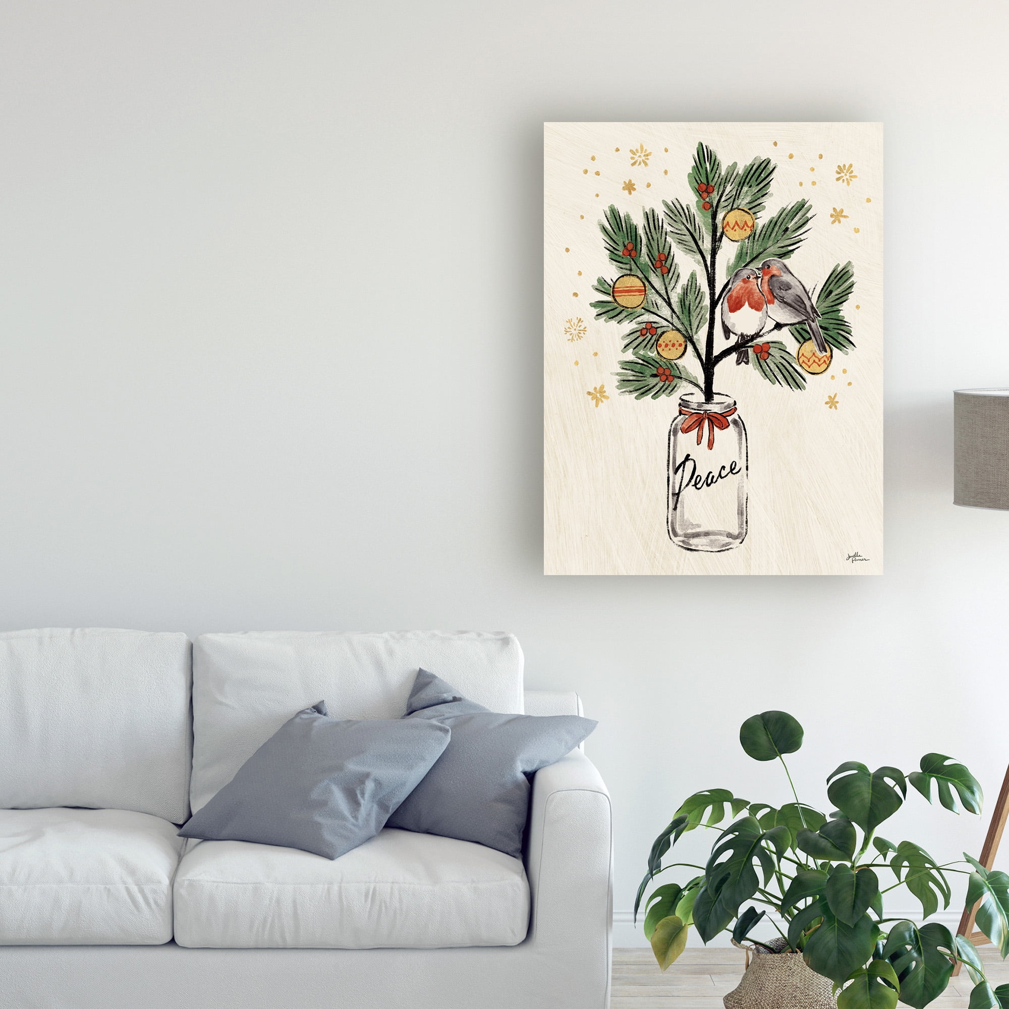 Trademark Fine Art 'Christmas Lovebirds VI' Canvas Art by Janelle Penner