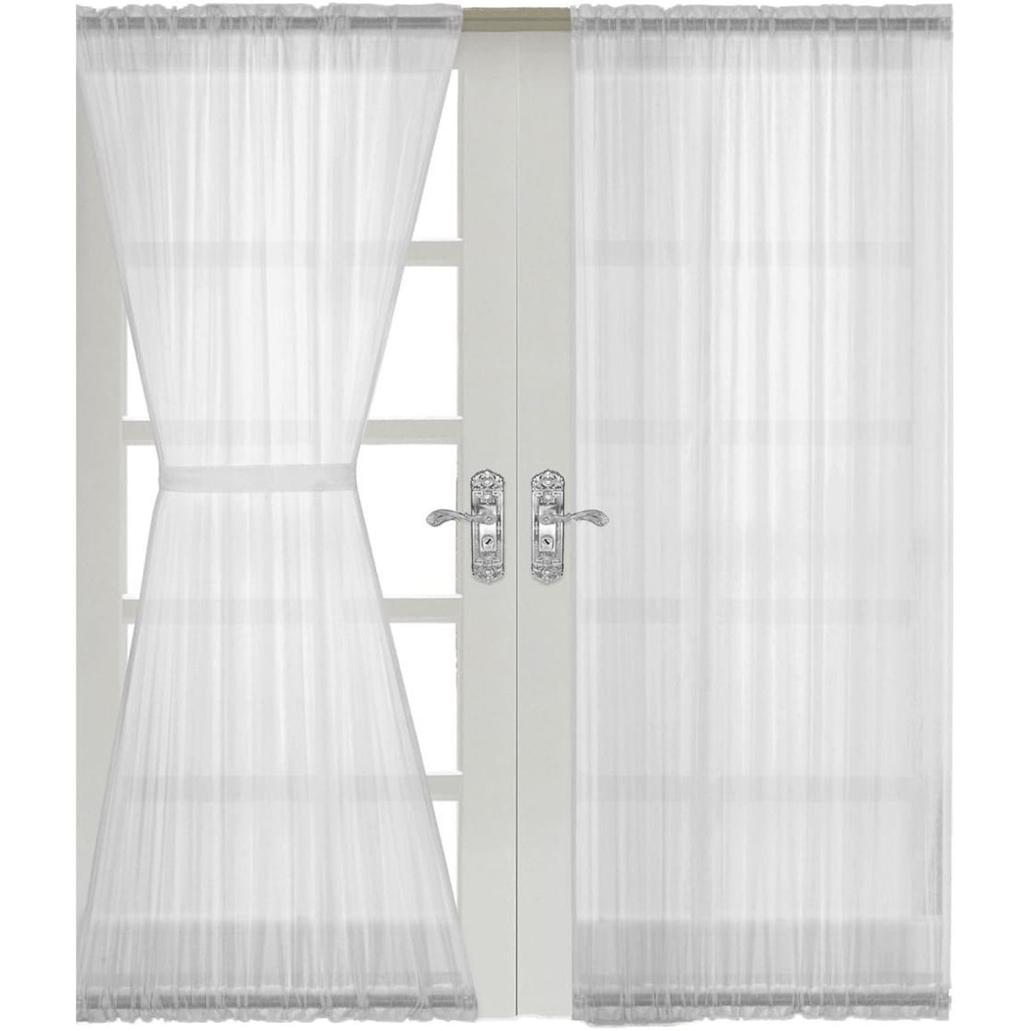 WBTAYB Solid Abri Rod Pocket, 50Inch Wide x 72Inch Long Crushed Sheer Door Curtain Panel