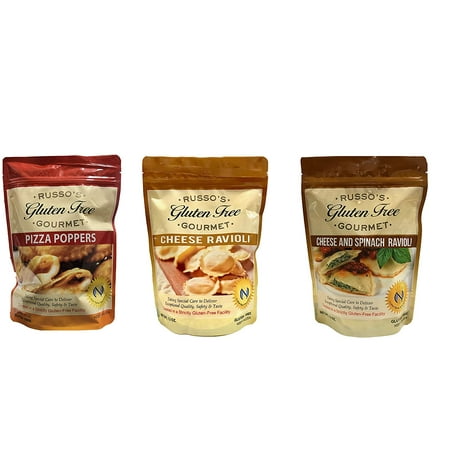 Russo's Gluten Free Gourmet Variety Pack( 1 - Pizza Bites,1-Cheese & Spinach Ravioli,1 - Cheese