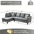thumbnail image 2 of Aukfa 97" Classic Sectional Sofa 4 Seat L shape Couch with Oversized Left Chaise for Living Room, 2Pillows, Linen, Gray, 2 of 9