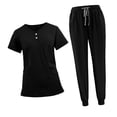 thumbnail image 3 of Conjunto de uniforme médico para mujer con bolsillos y pantalones con cordón, uniformes de enfermería suaves para XL, 3 of 9