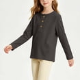 thumbnail image 3 of KyCheLot Boys' Girls' Knitted Tops Long Sleeve Round Neck Button down Tops Kids Comfy Solid Color Clothes, 3 of 5