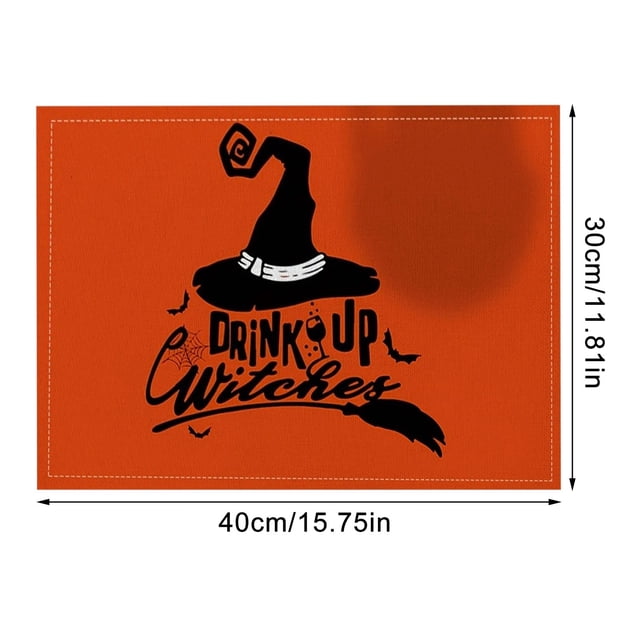 Lksixu New Halloween Placemats Dining Table Coffee Table Party Decorations Table Mats Heat Insulating Mats Digital Printing Linen Tablecloths Kitchen Gadgets