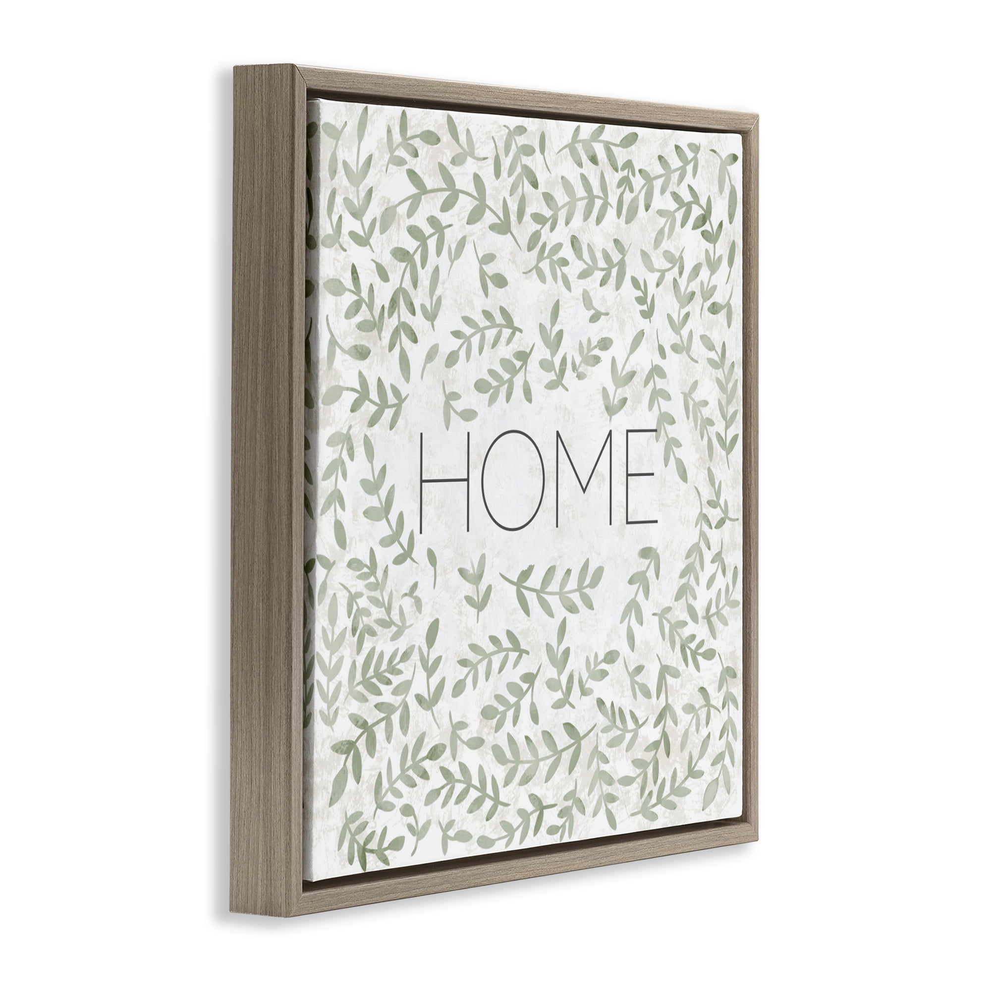 Stupell Industries Curved Ivy Sprigs Greenery Brown Framed Floater Canvas Wall Art, design by SD Graphics Studio