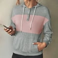 thumbnail image 5 of Womens Colorblock Hoodies Drawstring Button Hooded Sweatshirts Sports Casual Hoody Pullover Tops with Pocket (L, Gray), 5 of 7