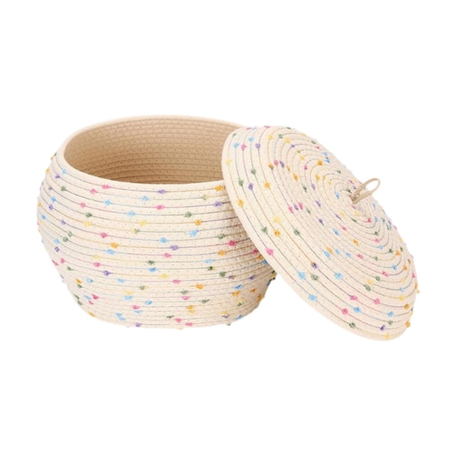 Cesta de almacenamiento tejida con tapa, cesta decorativa de escritorio para artículos diversos, ropa Largo