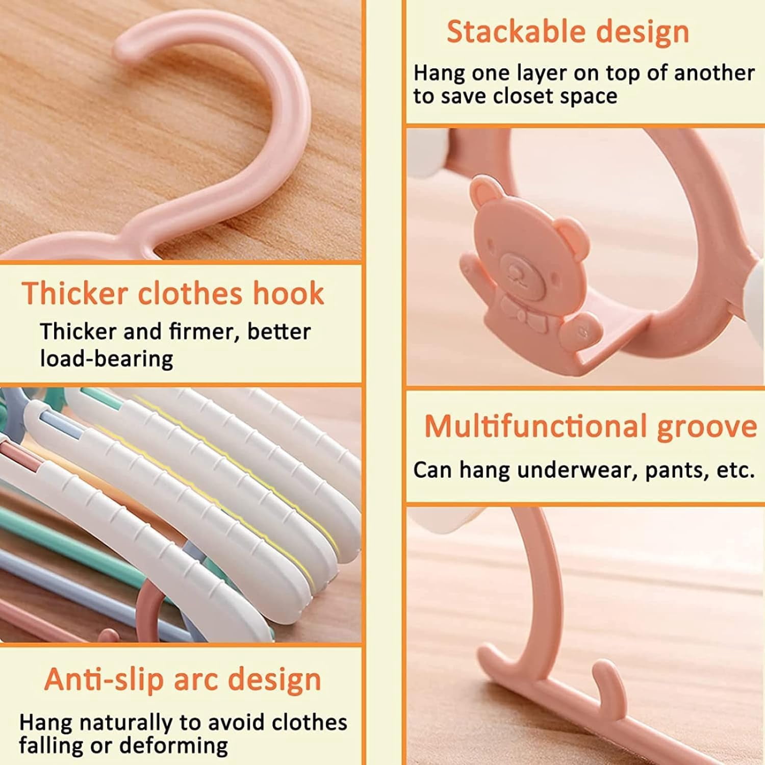 Baby Hangers for Closet, Non-Slip 11"-14" Adjustable Infant Clothes Hanger for Nursery, 0-18yrs Plastic Kid Hanger Clothing Organizer, Children Pink Plastic Rack for Newborn Toddler Coat, 20pcs