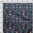 thumbnail image 2 of oneOone Cotton Jersey Navy Blue Fabric Leaves|Bird & Floral Artistic Sewing Fabric By The Yard Printed Diy Clothing Sewing Supplies 58 Inch Wide, 2 of 4