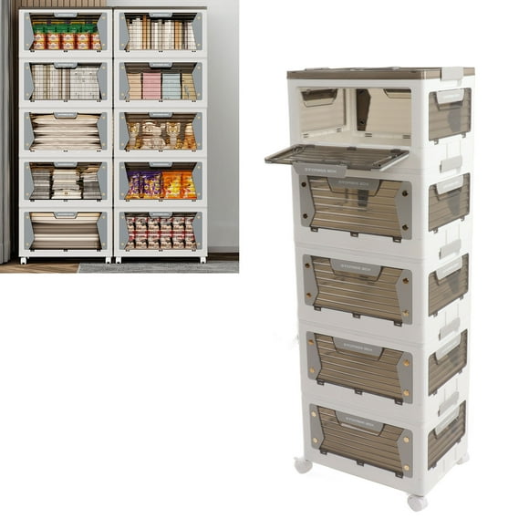 Storage Bins, Stackable Folding Storage Box, Side Pick Up Foldable Storage Container With Bottom Wheels For Bedroom, Living Room, Kitchen, Study Office, Dorm