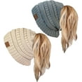 thumbnail image 1 of SURJDE Ponytail Messy Bun BeanieTail Women's Beanie Solid Ribbed Hat Cap, 1 of 7