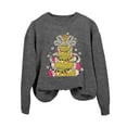 thumbnail image 4 of Fiaer Women's Sweatshirts Christmas Tree Bow Funny Graphic Long Sleeve Pullover Plus Size Crew Neck Cozy Fall Xmas Tops Dark Gray XL, 4 of 4